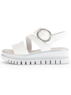 Leder-Keilsandaletten in Weiß