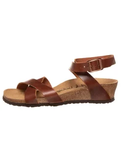 Leder-Keilsandaletten "Lola" in Braun - Weite S