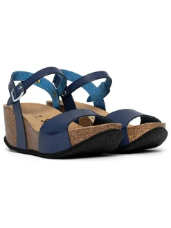 Leder-Keilsandaletten "Mateo" in Dunkelblau