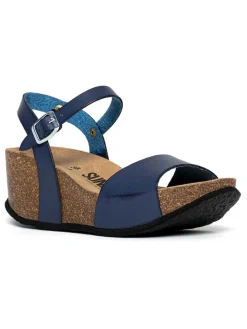 Leder-Keilsandaletten "Mateo" in Dunkelblau