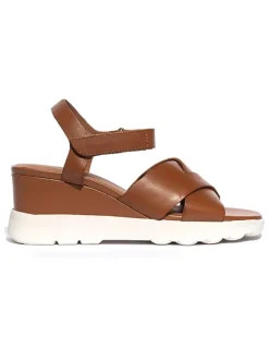 Leder-Keilsandaletten "Spherica EC6" in Hellbraun