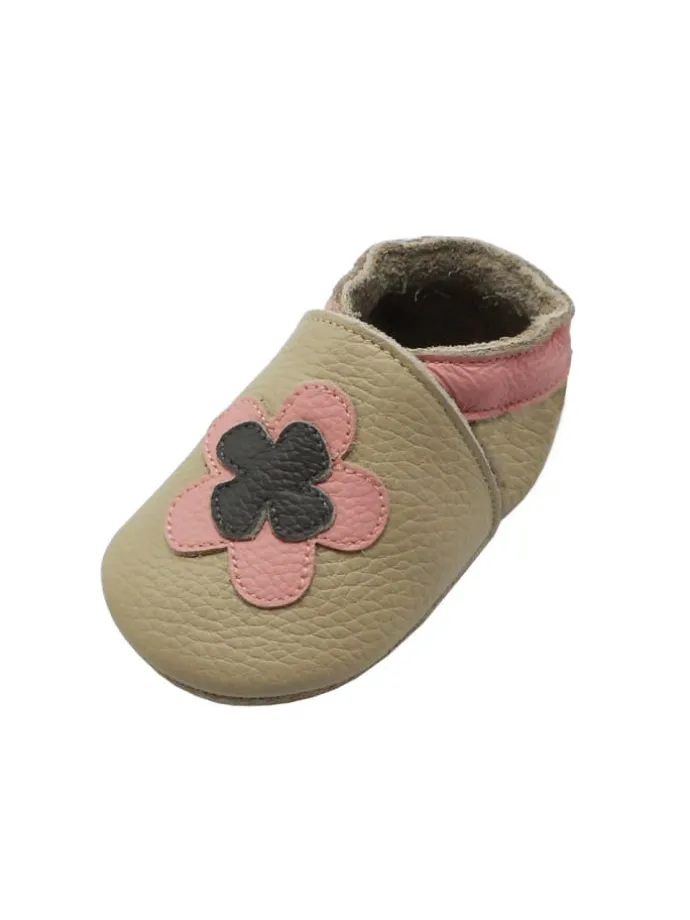 Leder-Krabbelschuhe "Florid" in Hellbraun