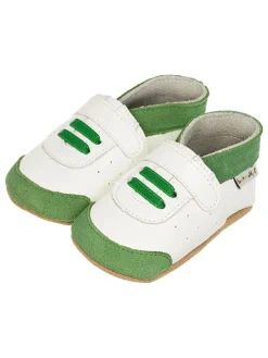 Leder-Krabbelschuhe "Sneakers" in Grün/ Weiß