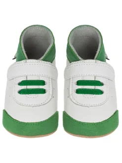 Leder-Krabbelschuhe "Sneakers" in Grün/ Weiß