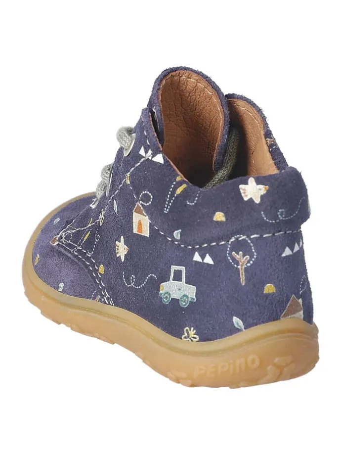 Leder-Lauflernschuhe "Dots" in Dunkelblau