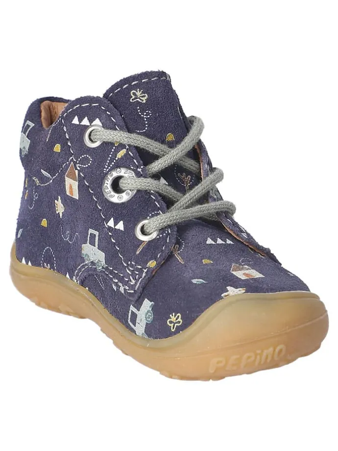 Leder-Lauflernschuhe "Dots" in Dunkelblau