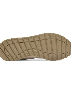Leder-Laufschuhe in Beige/ Khaki