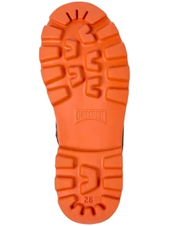 Leder-Mokassins in Anthrazit/ Orange