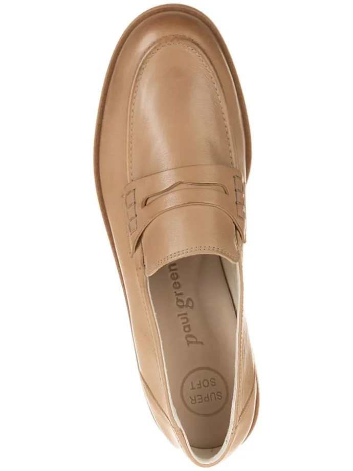 Leder-Mokassins in Beige