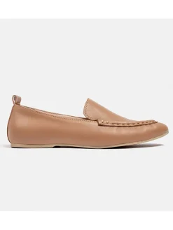 Leder-Mokassins in Beige