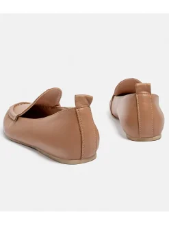 Leder-Mokassins in Beige