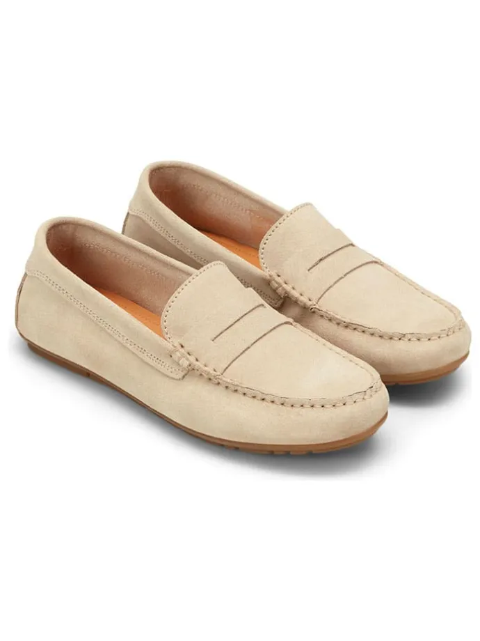 Leder-Mokassins in Beige