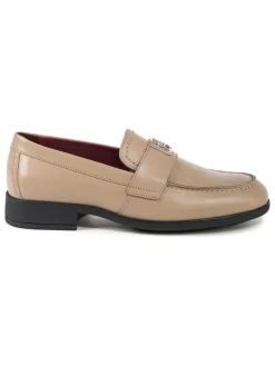 Leder-Mokassins in Beige