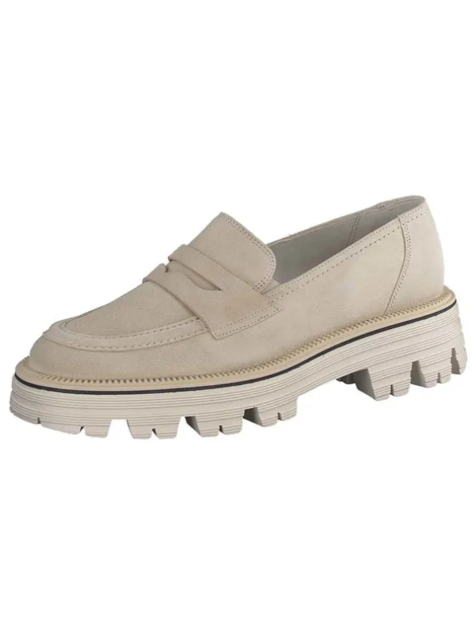 Leder-Mokassins in Beige