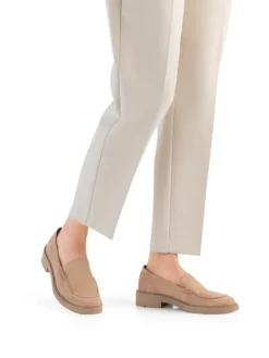 Leder-Mokassins in Beige