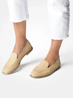 Leder-Mokassins in Beige