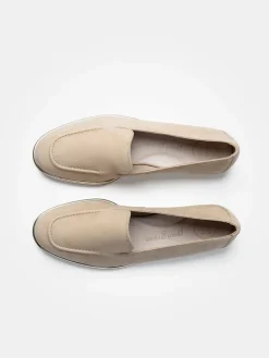 Leder-Mokassins in Beige