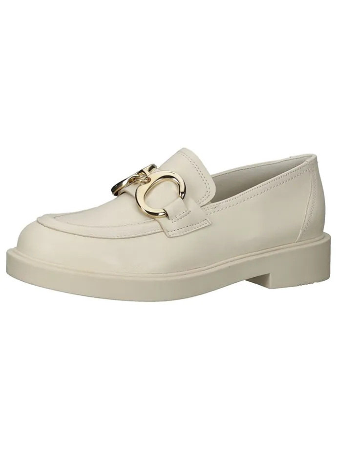 Leder-Mokassins in Creme