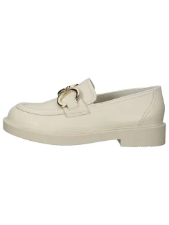 Leder-Mokassins in Creme