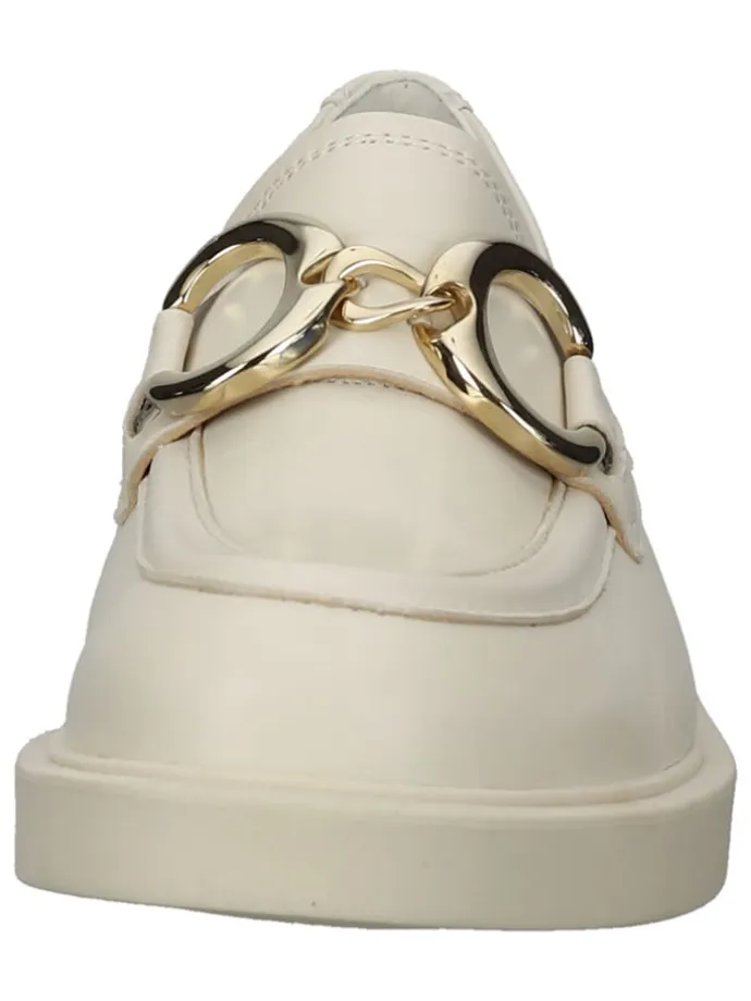 Leder-Mokassins in Creme