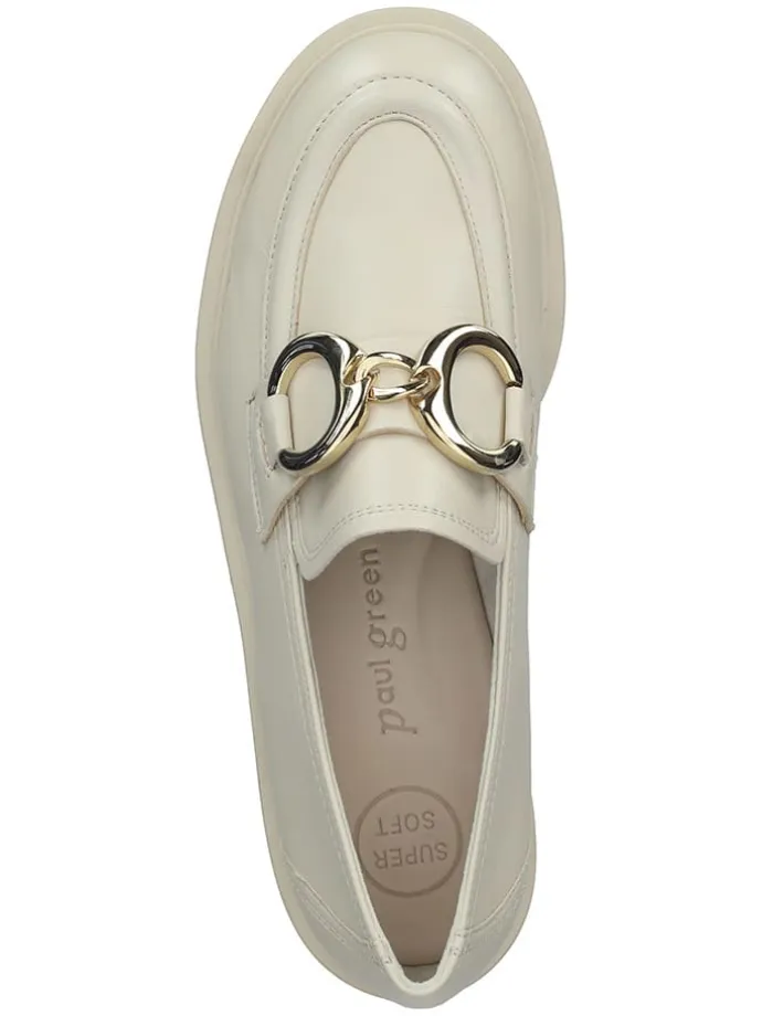 Leder-Mokassins in Creme