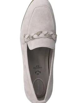 Leder-Mokassins in Grau