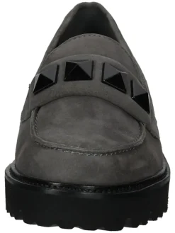 Leder-Mokassins in Grau