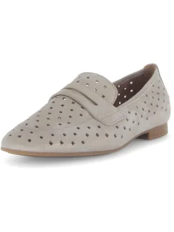 Leder-Mokassins in Grau