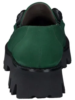 Leder-Mokassins in Grün/ Schwarz