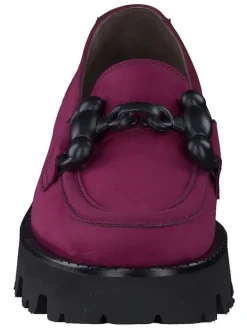 Leder-Mokassins in Lila/ Schwarz