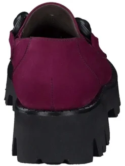 Leder-Mokassins in Lila/ Schwarz