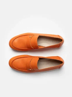 Leder-Mokassins in Orange