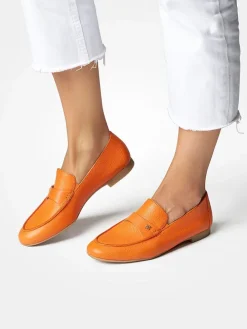 Leder-Mokassins in Orange