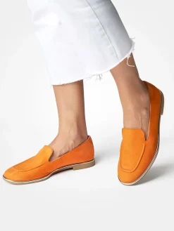 Leder-Mokassins in Orange