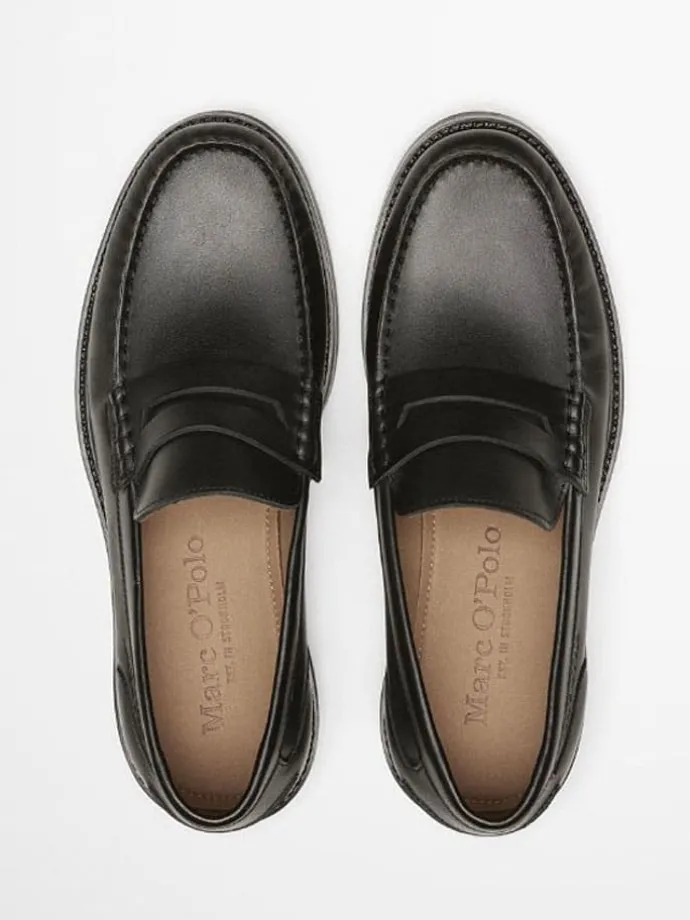 Leder-Mokassins in Schwarz