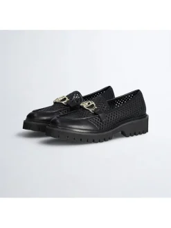 Leder-Mokassins in Schwarz