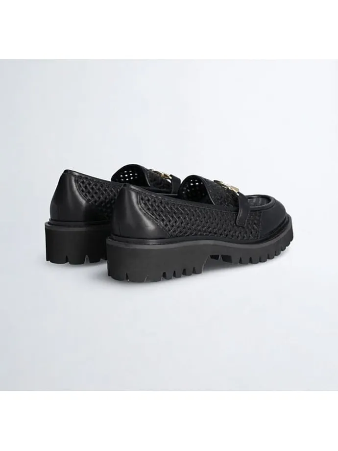 Leder-Mokassins in Schwarz