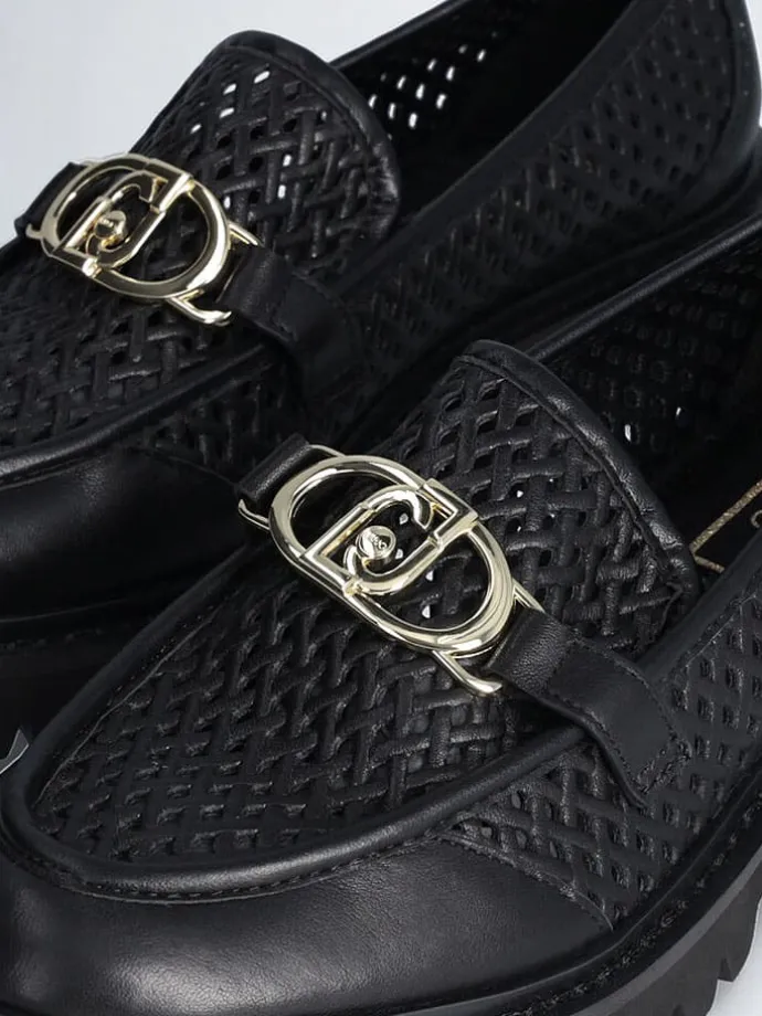 Leder-Mokassins in Schwarz