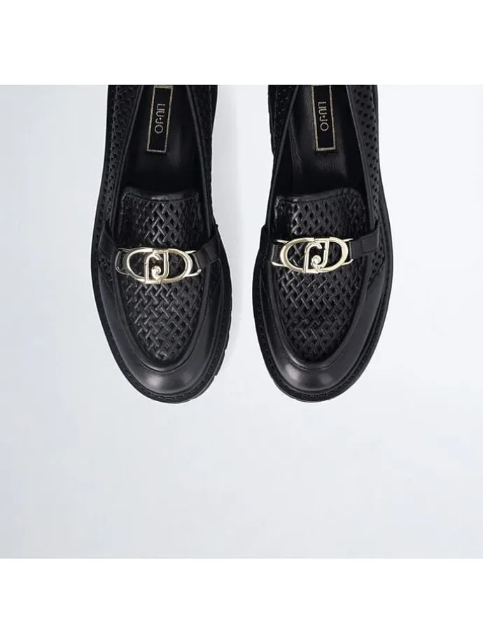 Leder-Mokassins in Schwarz