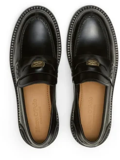 Leder-Mokassins in Schwarz