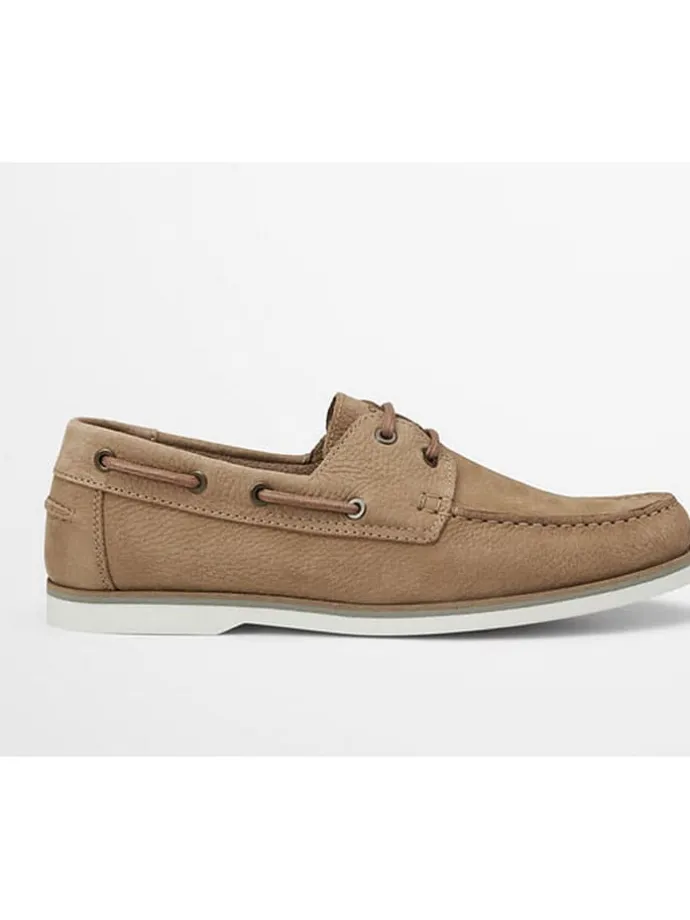 Leder-Mokassins in Taupe