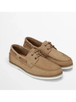 Leder-Mokassins in Taupe