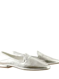 Leder-Mokassins "Therese" in Silber