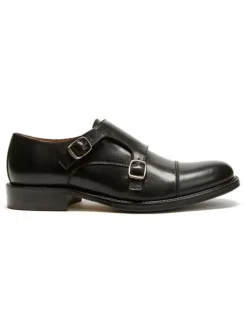 Leder-Monkstraps in Schwarz