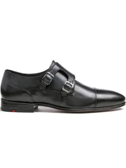 Leder-Monkstraps "Mailand" in Schwarz