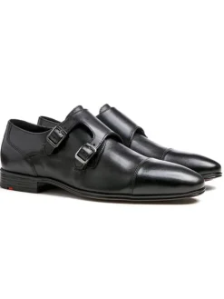 Leder-Monkstraps "Mailand" in Schwarz