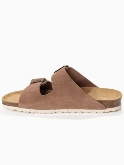 Leder-Pantoletten "Aristote" in Hellbraun