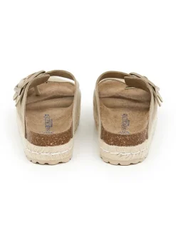 Leder-Pantoletten in Beige