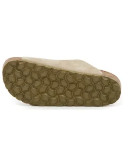 Leder-Pantoletten in Beige