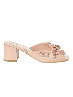 Leder-Pantoletten in Beige